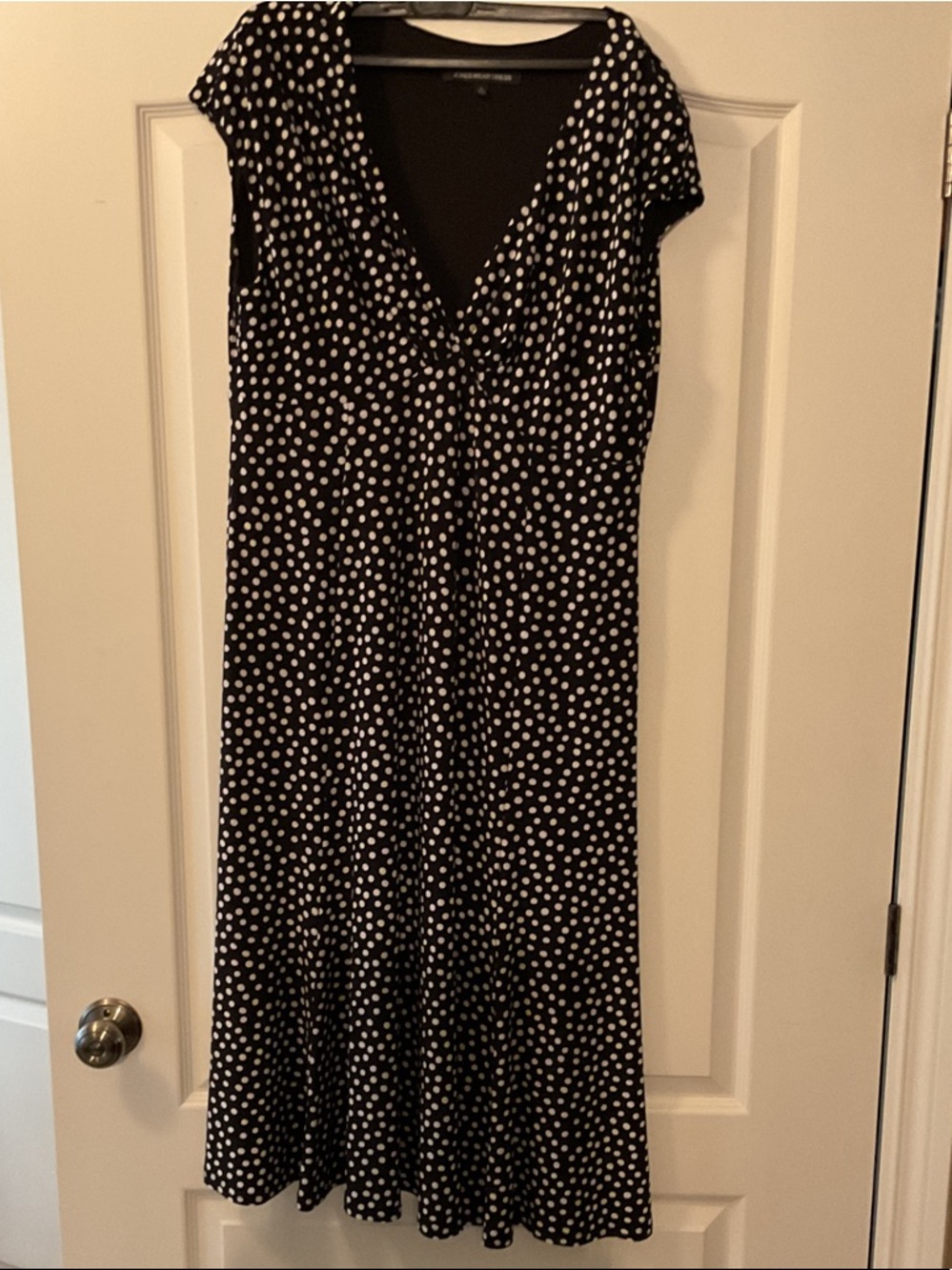 Jones Wear Black Midi Dress with White Polka Dots